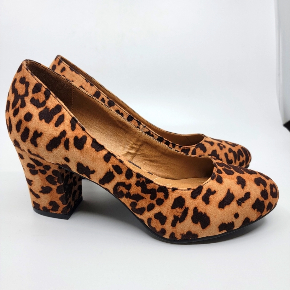 Leopard Print Block Heel Pumps NWT